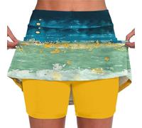 Couawaticy Skirt with Shorts Underneath Womens Tennis Skirt with Shorts Athletic Pleated Skorts with Pockets v-Waist Golf for Workout Running Sports UK Yellow