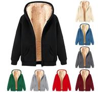 Couawaticy Trench Coats For Women Women'S Teddy Fleece Hoodie Winter Coat Sherpa Lined Jacket Full Zip Hoodie Teddy Bear Coats Ladies Fleece Tops Sweater Outwear Winter Clothes Beige 5Xl