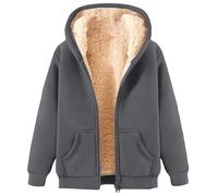 Couawaticy Warm outerwear, Jacket Teddy Fleece Hoodie Winter Coat Jacket Full Zip Hoodie Teddy Bear Coats Fleece Tops Sweater Outwear unisex wear