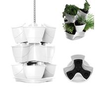 Coubi Herbal Triple Hanging Herb Pot White 3-Tier Kitchen Garden Planter