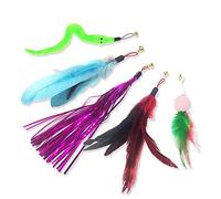 coubon Cat Toys Refills Cat Wand Replacement 5pcs, Interactive Feather Teaser Refill Set for Retractable Cat Fishing Rod Toys