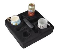 Couch and Bed Cup Holder Pillow, Sofa Refreshment Tray for Drinks/Remote Control/Snacks Holder (Black)