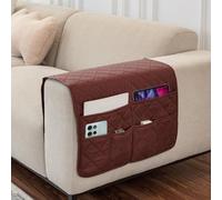 Couch Armrest Organizer, Chair Arm Covers, Armchair Sofa Organiser with 6 Pockets, Remote Control Holder Armchair Caddy, Waterproof Couch Arm Rest Storage Bag for Phone Book Magazines Remote Control