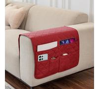 Couch Armrest Organizer, Chair Arm Covers, Armchair Sofa Organiser with 6 Pockets, Remote Control Holder Armchair Caddy, Waterproof Couch Arm Rest Storage Bag for Phone Book Magazines Remote Control