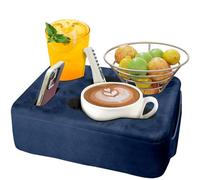 Couch Bed Cup Holder Pillow, Nisdoing 5 Hole Couch Drink Holder! Keep Drinks Hand Side and KeepTemp, Prevent Spills and Use Anywhere. Cup Holder for Couch, Bed,Camping,RV,Car,Beach. Navy Blue