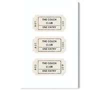 Couch Club Ticket Canvas Print Typography Art Print by Art Remedy, Gallery Wrapped, 10 x 15