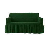 Couch Cover Elegant Ruffled Sofa Slipcovers Seersucker Couch Covers High Elastic Loveseat Sectional Sofa Covers Easy Fit Washable Furniture Covers With Skirt Country Dark Green 4 seaters (235-300cm)
