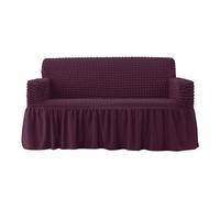 Couch Cover Elegant Ruffled Sofa Slipcovers Seersucker Couch Covers High Elastic Loveseat Sectional Sofa Covers Easy Fit Washable Furniture Covers With Skirt Country Style Purple 4 seaters (235-300cm)