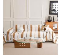 Couch Cover for 2-3 Cushion Couch Sofa Pet Friendly, Boho Sectional L Shaped Sofa Cover Washable for Dogs Cats Kids, Leather Furniture Protector Slipcover Decor for Living Room(Brown, 180 x 340 cm)