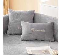 Couch Cover, Sofa Protective Cover, 1/2/3/4 Seater L Shape Sofa Cover, Corner Sofa, 2024, Universal Non-Slip, Solid Textured Ultra Stretch, Grey Cushion Cover for Living Room (45 x 45 cm)