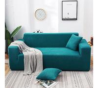 Couch Cover Stretch Fit Sectional, Stretch Sofa Slipcovers Fitted, Sofa Covers For 1 2 3 4cushion Couch Pet Proof, Shower Cap Style Elastic Couch Slipcover Precision Blue Green 235-300cm