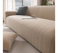 Couch Cover Stretch Jacquard Sofa Cover, 1 2 3 4 Seat Polar Fleece Couch Protector, Washable Modern Sofa Slipcovers(Khaki,M)