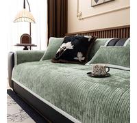 Couch Covers Chenille Couch Covers, Lightweight Washable Sofa Slipcovers For 1 2 3 4 Seater Sectional, All Season Decorative Furniture Protector Green 45X45Cmpillowcase