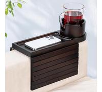 Couch Cup Holder for Armrests Over 4.9" Wide with 360° Phone Stand Walnut