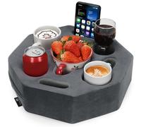 Couch Cup Holder Pillow,Couch Drink Holder,Octagon Couch Caddy for Coffee Cup,Phone,Remote,Couch Cup Holder Tray for Bed,Car,Sofa,Table (Grey)