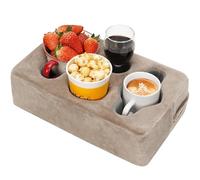 Couch Cup Holder Pillow,Sofa Cup Holder,Couch Drink Holder,Octagon Couch Caddy with Cup Holder for Coffee Cup,Phone,Remote,Couch Cup Holder Tray for Bed,Car,Sofa,Table,Couch Accessories (LightBrown)