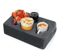 Couch Cup Holder Pillow,Sofa Cup Holder,Couch Drink Holder,Octagon Couch Caddy with Cup Holder for Coffee Cup,Phone,Remote,Couch Cup Holder Tray for Bed,Car,Sofa,Table,Couch Accessories (Grey)