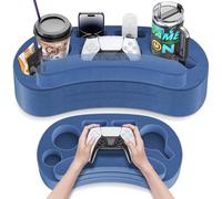 Couch Cup Holder Pillow with 6 Slots, Couch Organizer Caddy & Buddy with Customized Game Controller Hole & Armrest Pads, Removable & Washable Drink Pillow Gamer Gift for Remote, Phone, Snack