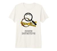 Couch Detective Magnifying Glass Crime Scene Tape Premium T-Shirt