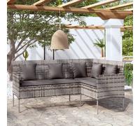 L-shaped Couch Sofa with Cushions Poly Rattan Garden Sofa Multi Colours vidaXL