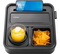 CouchConsole Original Tray - Drinks & Snacks Sofa Caddy with Armrest, Table with Phone Stand- TV Remote Control Storage and Organizer - for Living Rooms, RV, and Cars, Black/Black