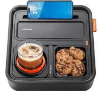 CouchConsole Original Tray - Drinks & Snacks Sofa Caddy with Armrest, Table with Phone Stand- TV Remote Control Storage and Organizer - for Living Rooms, RV, and Cars, Black/Orange