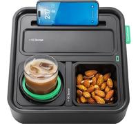 CouchConsole Original Tray - Drinks & Snacks Sofa Caddy with Armrest, Table with Phone Stand- TV Remote Control Storage and Organizer - for Living Rooms, RV, and Cars, Black/Green