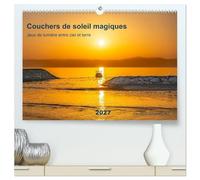 Couchers de soleil magiques - Jeux de lumière entre ciel et terre (Calendrier mural 2027 DIN A2 vertical) calendrier de bureau: Découvrez la beauté ... lumière dorée et poétique de l'heure bleue.