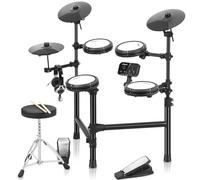 Coucheta Electric Drums,Electronic Drum Kit for Beginner with 4 Quiet Mesh Pads 150 Sounds, 2 Pedals,USB MIDI, Drum Throne, Headphones, Drumsticks
