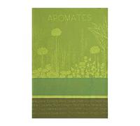 Coucke French Cotton Jacquard Towel, Aromates du Jardin, 20-Inches by 30-Inches, Green