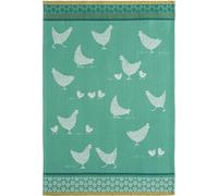 Coucke "Poulettes-Vert", Woven cotton tea towel. Designed in France.
