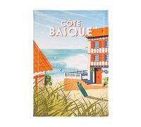 Coucke Printed Cotton Tea Towel, Wim Basque Coast, 50 x 75 cm