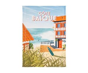 Coucke Printed Cotton Tea Towel, Wim Basque Coast, 50 x 75 cm