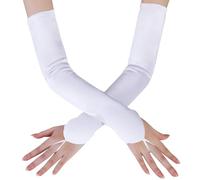 Coucoland 1920s Classic Satin Gloves 1920s Style Elbow Length Gloves for Parties Wedding Prom Opera White