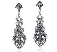 Coucoland 1920s Flapper Earrings Roaring 20s Great Gatsby Rhinestone Earrings, Stly2-silver, One Size