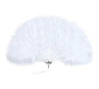 Coucoland 1920s Marabou Feather Fan Flapper Folding Hand Fans Feather Fan Handheld for 20s Vintage Gatsby Party White