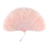 Coucoland 1920s Marabou Feather Fan Flapper Folding Hand Fans Feather Fan Handheld for 20s Vintage Gatsby Party (Pink)
