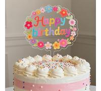 Coucoland Birthday Cake Toppers - 1 Pc Colorful Daisy Flower Acrylic Cake Decorations for Baby Shower Birthday Party Supplies