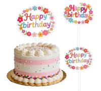 Coucoland Birthday Cake Toppers - 2 Pcs Vintage Daisy Flower Acrylic Cake Decorations for Baby Shower Birthday Party Supplies