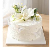 Coucoland Butterfly Cake Decorations with Calla Lily Flower Toppers | Wedding Cake Toppers, Birthday Party, Bridal Shower, Engagement, Anniversary, Garden Theme, White Floral Decor, 15 Piece Set