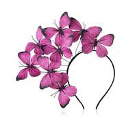 Coucoland Butterfly Headband for Women - Fascinators Hat Monarch Butterfly Tea Party Kentucky Halloween Costume Headpiece, Rose Red, One Size