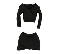CoudarTitie 1:6 Female Long Sleeve Crop Top Fitted Cosplay Fashion Classic Clothes for 12inch Action Figures, black