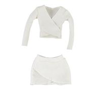 CoudarTitie 1:6 Female Long Sleeve Crop Top Fitted Cosplay Fashion Classic Clothes for 12inch Action Figures, White
