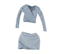 CoudarTitie 1:6 Female Long Sleeve Crop Top Fitted Cosplay Fashion Classic Clothes for 12inch Action Figures, blue