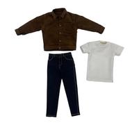CoudarTitie 1:6 Scale Action Figure Clothes, Jacket, Pants, T-Shirt, Corduroy Clothes, Mini Cloth Clothes for Male Dolls for Male Bodies , Brown