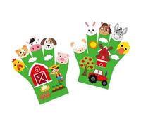 CoudarTitie 2 Pieces Animals Story Finger Puppets, Animals Finger Puppet Toys DIY Storytelling Hand Puppet for Storytelling Parties, Farm theme