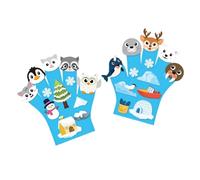 CoudarTitie 2 Pieces Animals Story Finger Puppets, Animals Finger Puppet Toys DIY Storytelling Hand Puppet for Storytelling Parties, Arctic theme