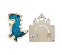 CoudarTitie 2x Kids Busy Board DIY Accessory Castle Busy Board Early Educational Toy Basic Skill Sensory Board Parts Preschool Girls, dinosaur blue