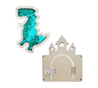 CoudarTitie 2x Kids Busy Board DIY Accessory Castle Busy Board Early Educational Toy Basic Skill Sensory Board Parts Preschool Girls, Green dinosaur
