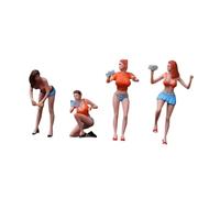 CoudarTitie 4-piece Model of A Car Wash Employee in 1:64 Scale, Miniature Figures for The Sand Table